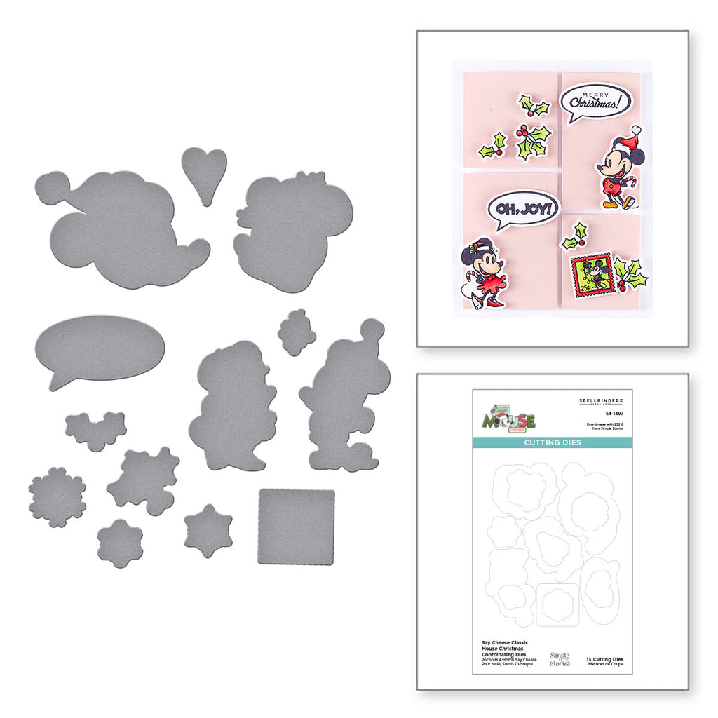 Spellbinders Say Cheese Classic Mouse Christmas Coordinating Etched Dies s4-1497