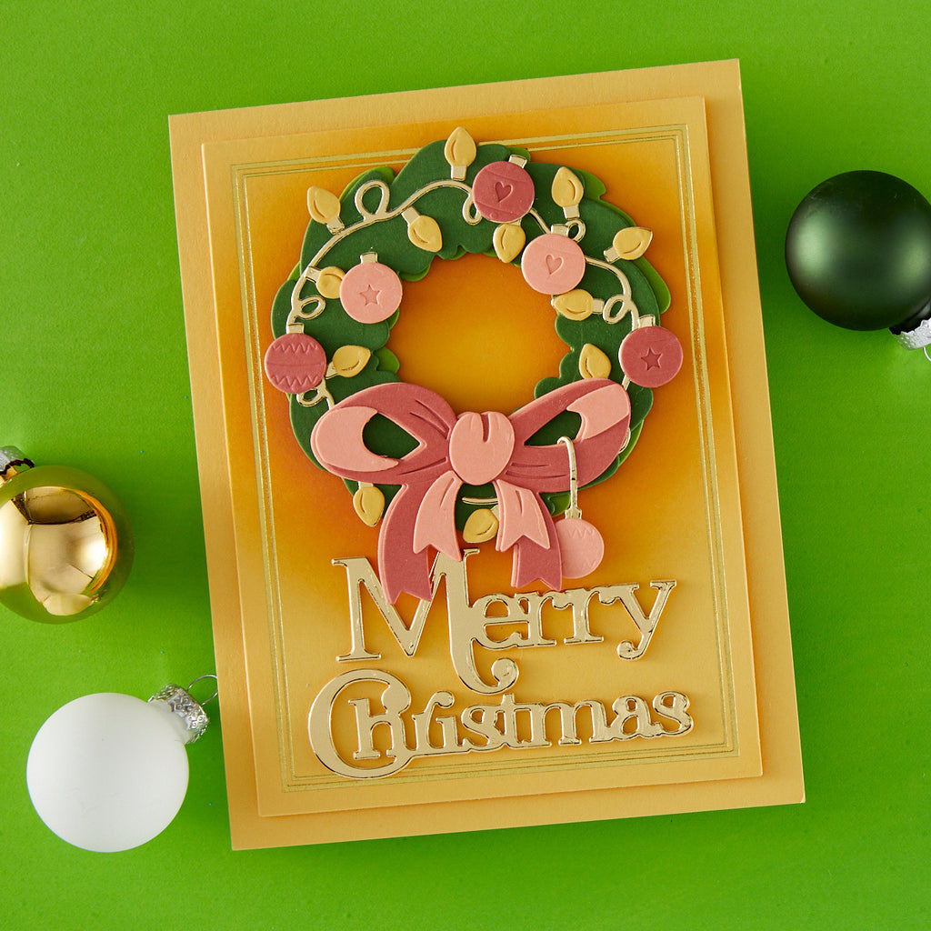 Spellbinders Say Cheese Classic Mouse Christmas Holiday Wreath Etched Dies s6-265 merry