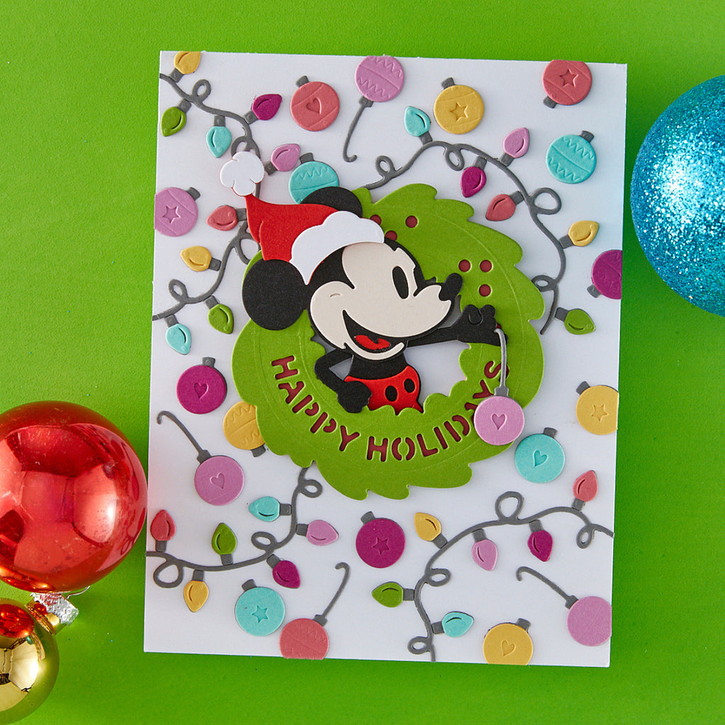 Spellbinders Say Cheese Classic Mouse Christmas Holiday Wreath Etched Dies s6-265 mickey