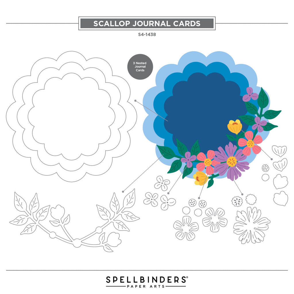 Spellbinders Scallop Journal Cards Etched Dies Simple Stories s4-1438 assembly