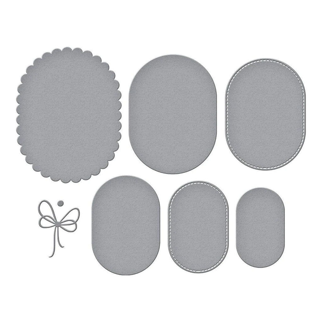 Spellbinders Scallop and Stitched Edge Ovals Etched Dies s4-1431 pieces