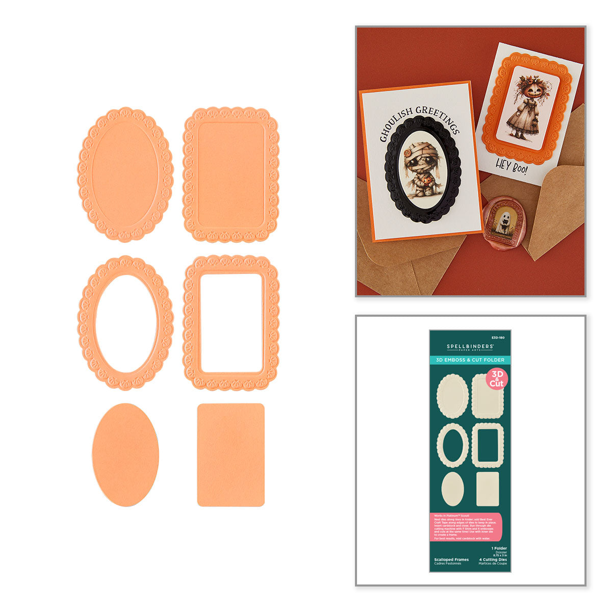 Spellbinders Scalloped Frames 3D Emboss and Cut Folder e3d-180