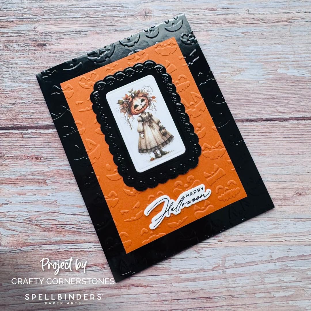 Spellbinders Scalloped Frames 3D Emboss and Cut Folder e3d-180 crafty cornerstones happy halloween card