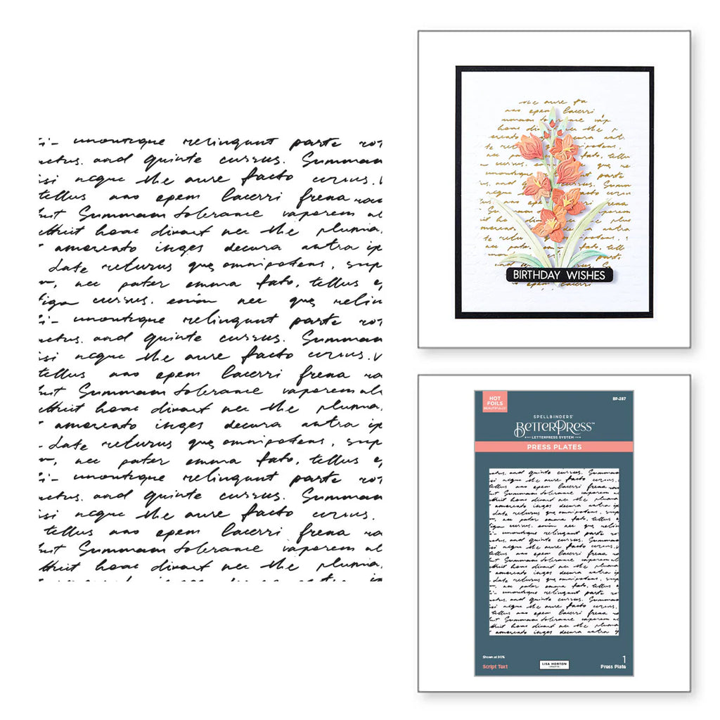 Spellbinders Script Text BetterPress Plate bp-287