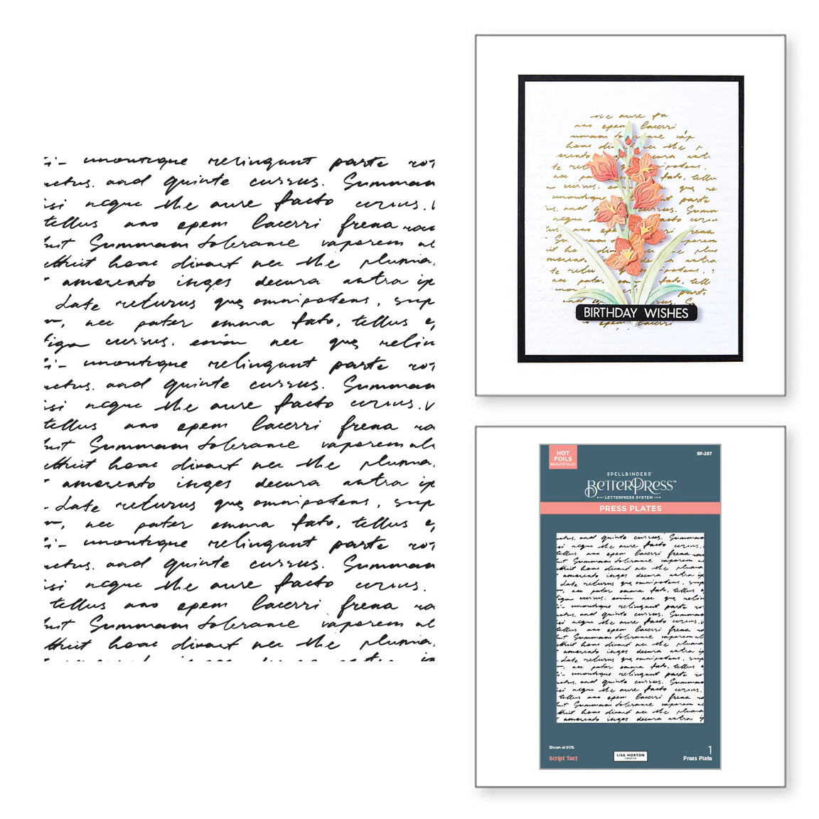 Spellbinders Script Text BetterPress Plate bp-287