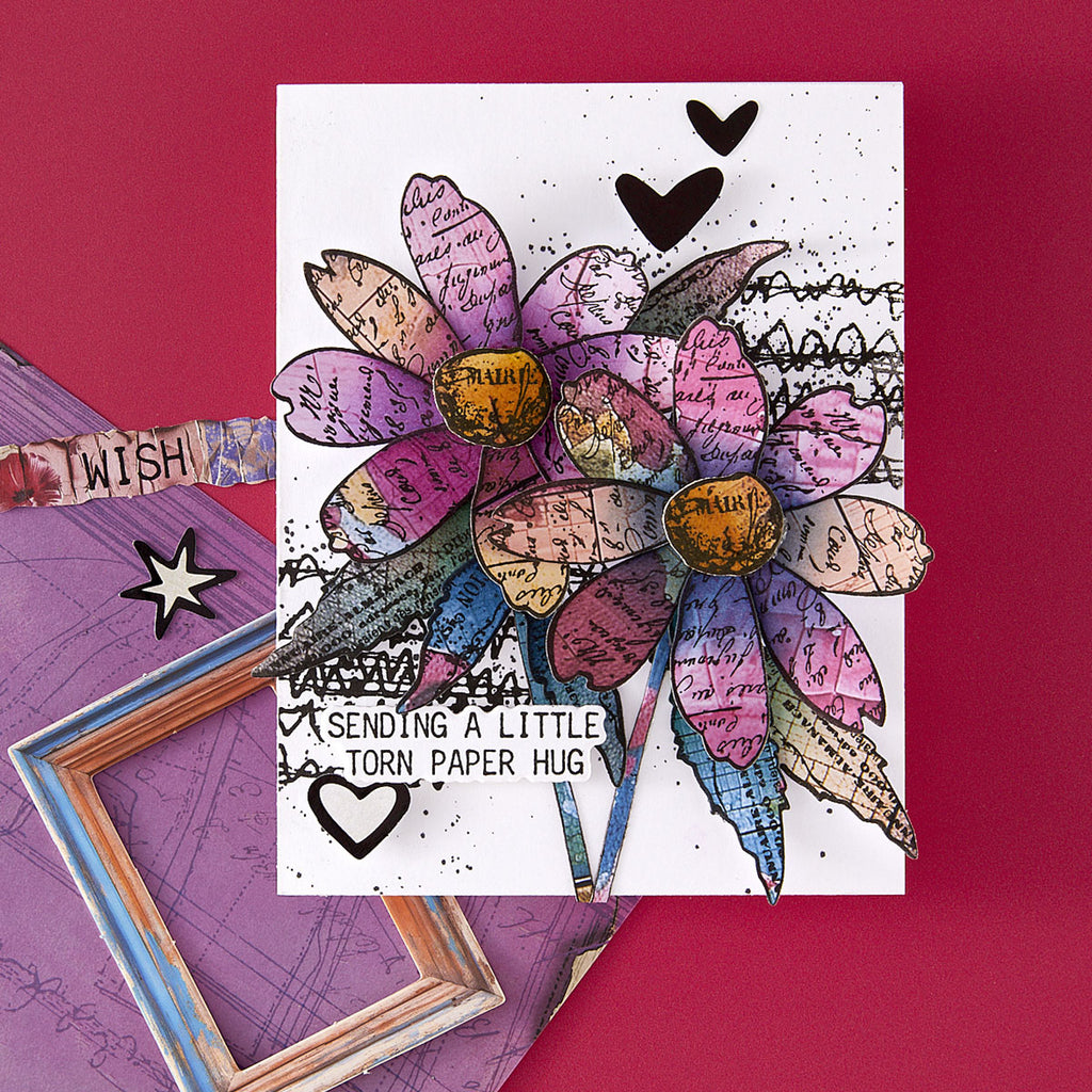 Spellbinders Sculpted Scripted Floral Clear Stamp and Die Set sds-215 hug