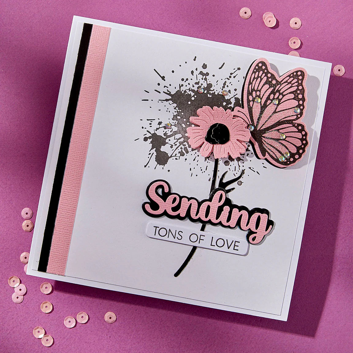 Spellbinders Sending Smiles Sentiments Clear Stamp and Die Set sds-202 butterfly