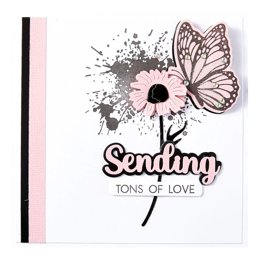Spellbinders Sending Smiles Sentiments Clear Stamp and Die Set sds-202 love