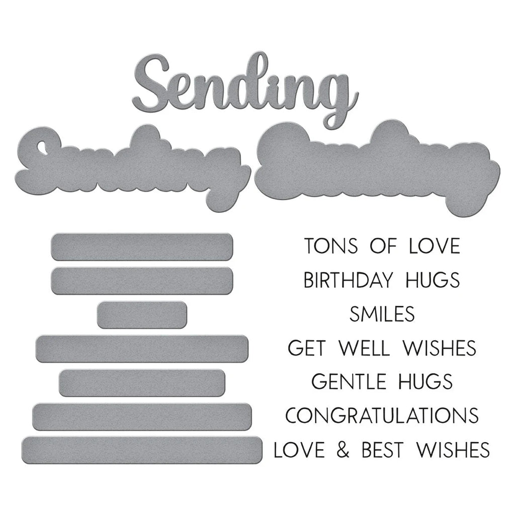 Spellbinders Sending Smiles Sentiments Clear Stamp and Die Set sds-202 plates