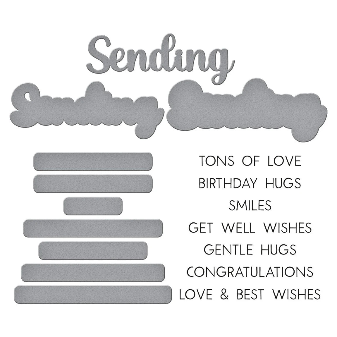 Spellbinders Sending Smiles Sentiments Clear Stamp and Die Set sds-202 plates