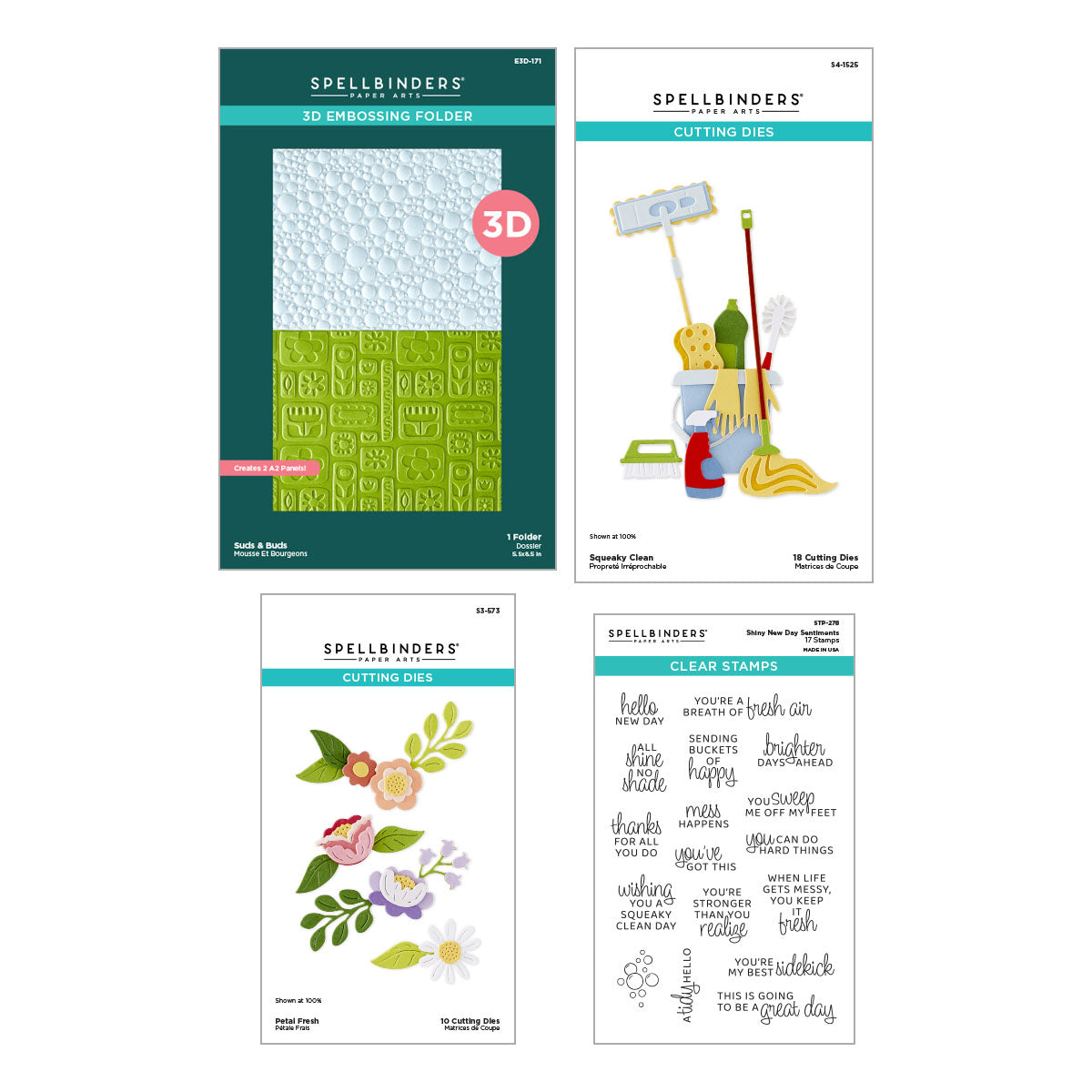 Spellbinders Shiny New Day Stamp, Die and Embossing Folder Bundle