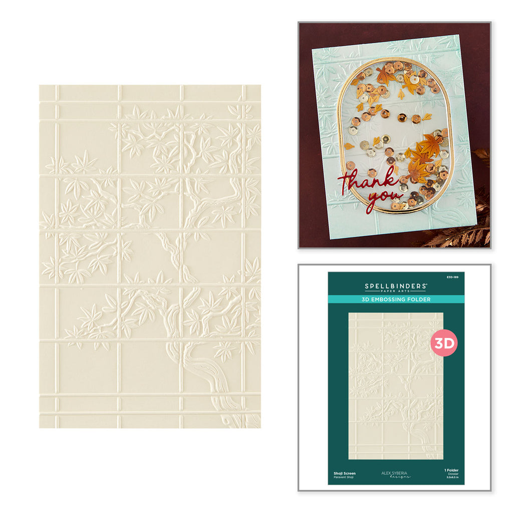 Spellbinders Shoji Screen 3D Embossing Folder e3d-189