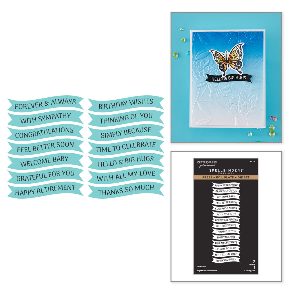 Spellbinders Signature Sentiments Press and Foil Plate and Die Set bp-374