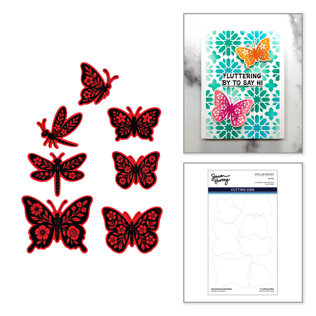 Spellbinders Simon Hurley Blooming Butterflies Coordinating Dies s5-754