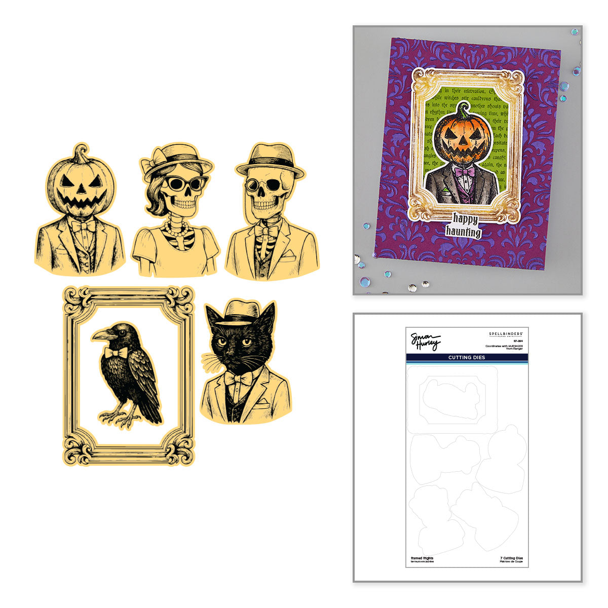 Spellbinders Simon Hurley Framed Frights Coordinating Etched Dies s7-294