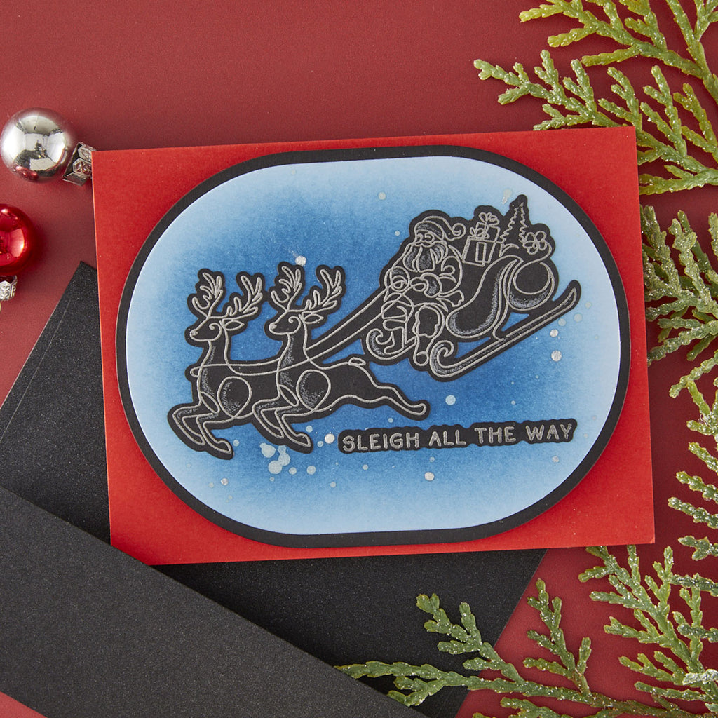 Spellbinders Simon Hurley Ho Ho Ho Etched Coordinating Dies s7-282 sleigh