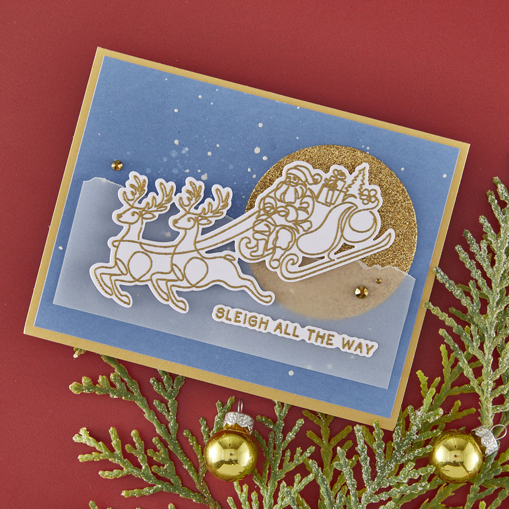 Spellbinders Simon Hurley Ho Ho Ho Etched Coordinating Dies s7-282 sleigh all the way