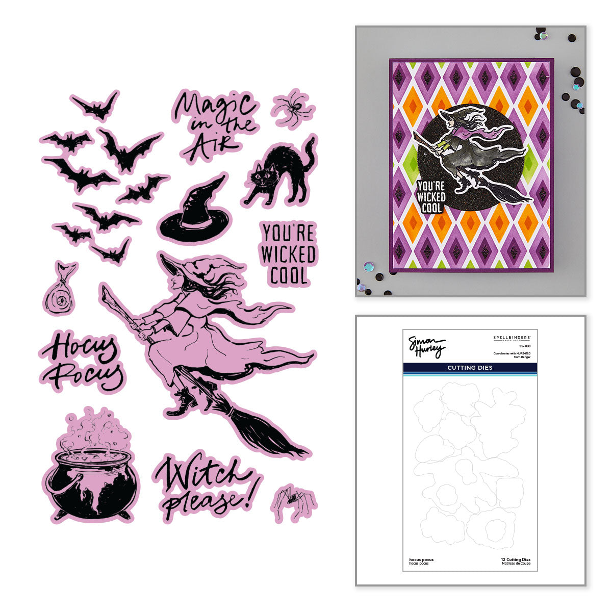 Spellbinders Simon Hurley Hocus Pocus Coordinating Etched Dies s5-760