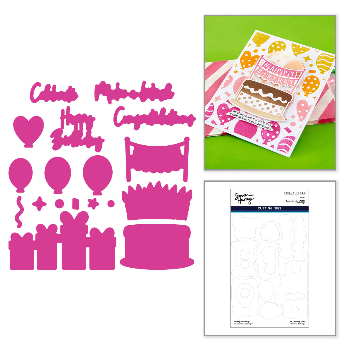Spellbinders Simon Hurley Snarky Birthday Coordinating Dies s7-287