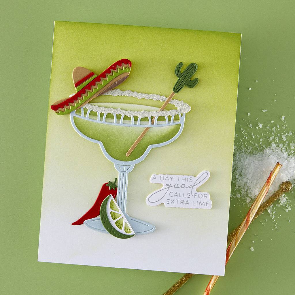 Spellbinders Sip Sip Ole Sentiments BetterPress Plate and Die Bundle extra lime