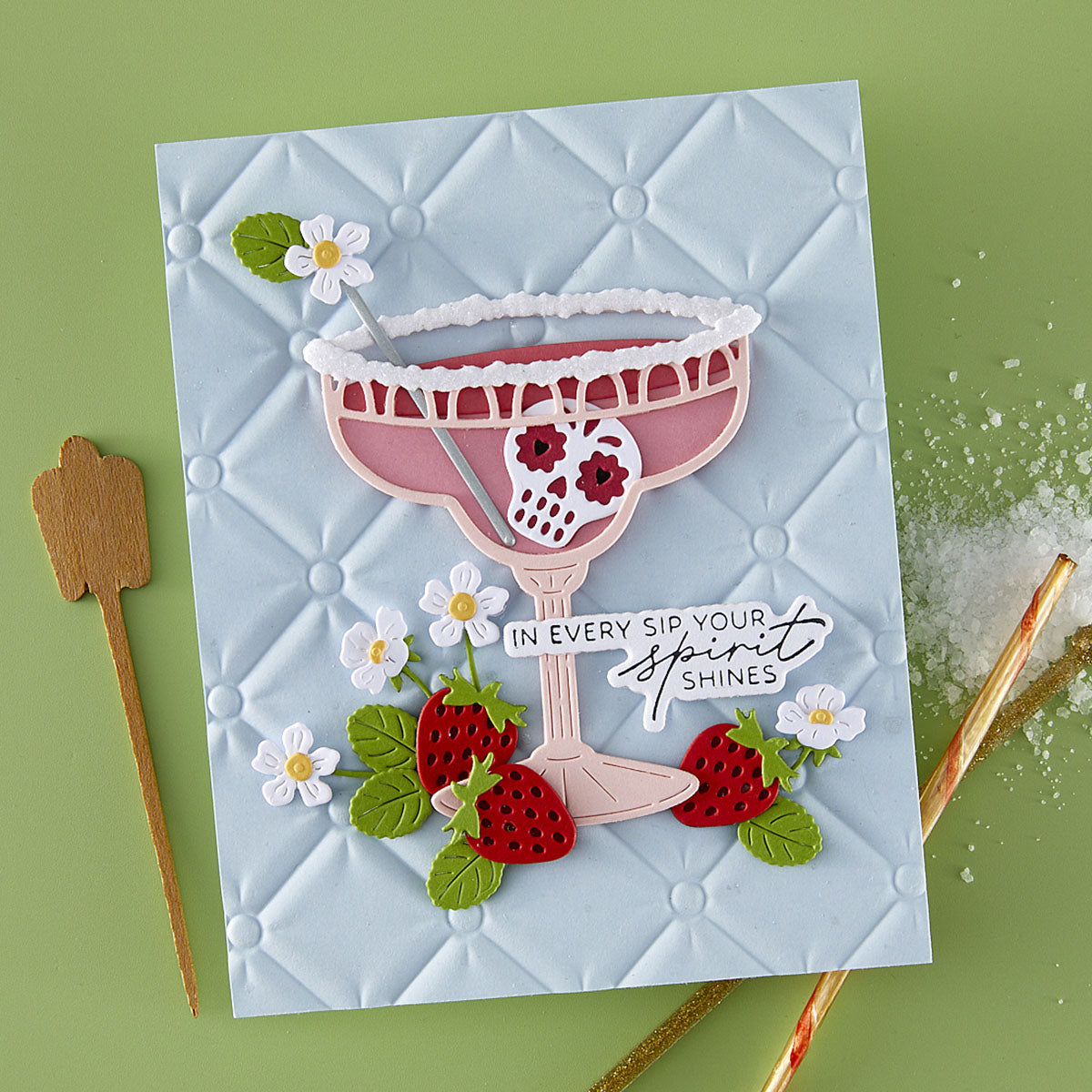 Spellbinders Sip Sip Ole Sentiments BetterPress Plate and Die Bundle spirit