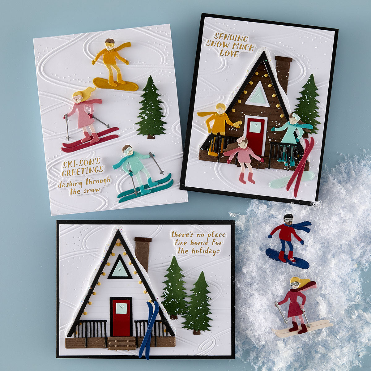 Spellbinders Ski-son's Greetings Sentiments BetterPress Plate and Die Set bp-335 skiing