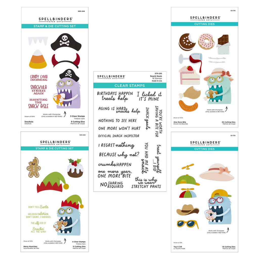 Spellbinders Snack Goals I Want It All Stamp and Die Set bd-1153