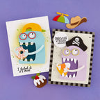 Spellbinders Snack Goals I Want It All Stamp and Die Set bd-1153 monsters eating donuts candy corn halloween cards