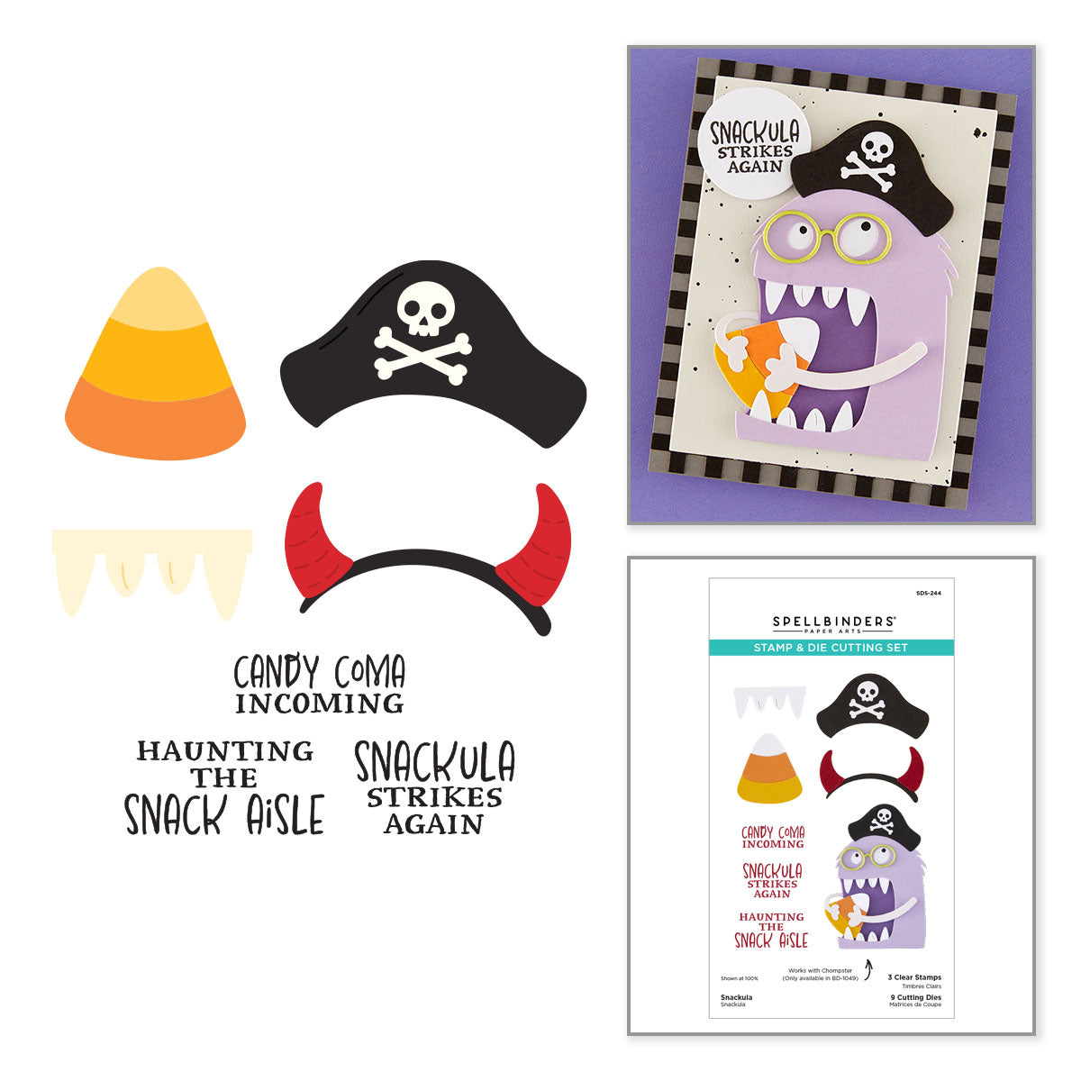 Spellbinders Snackula Stamp and Die Set sds-244