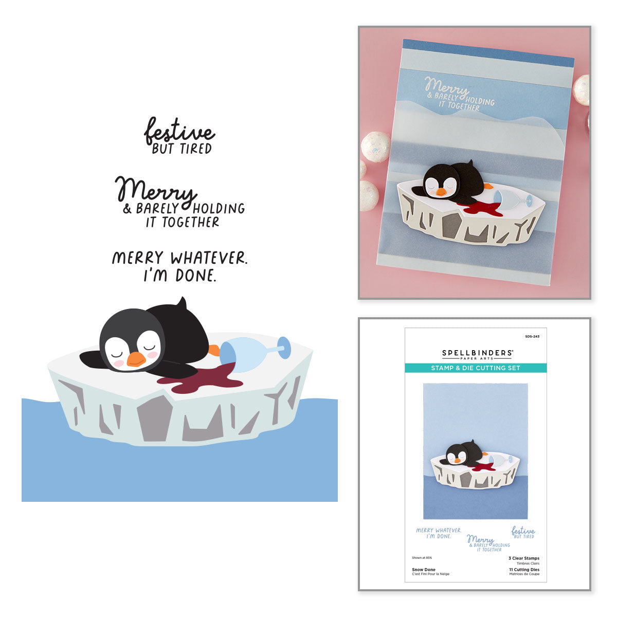 Spellbinders Snow Done Stamp and Die Set sds-243
