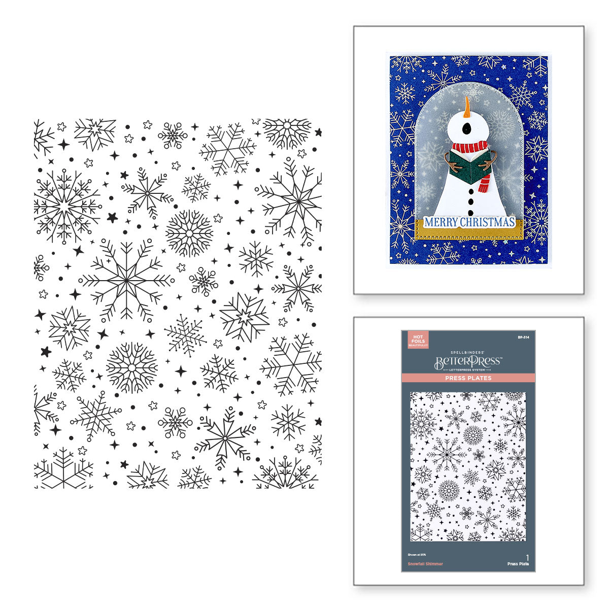 Spellbinders Snowfall Shimmer BetterPress Plate bp-314