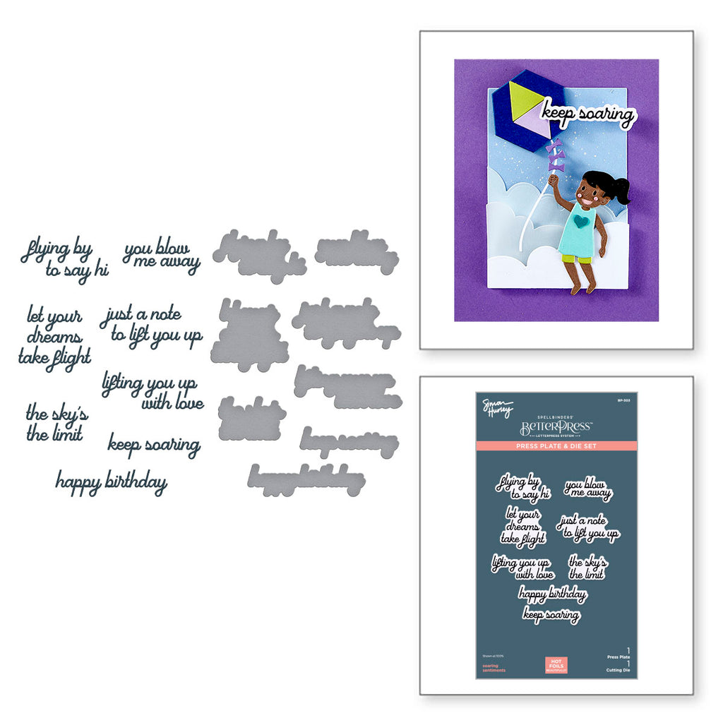 Spellbinders Soaring Sentiments Press Plate and Die Set bp-303