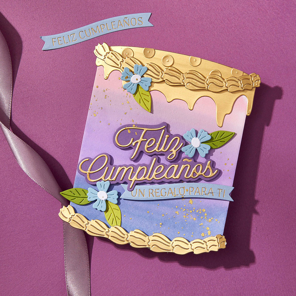 Spellbinders Spanish Everyday Sentiments Etched Dies s4-1410 happy birthday