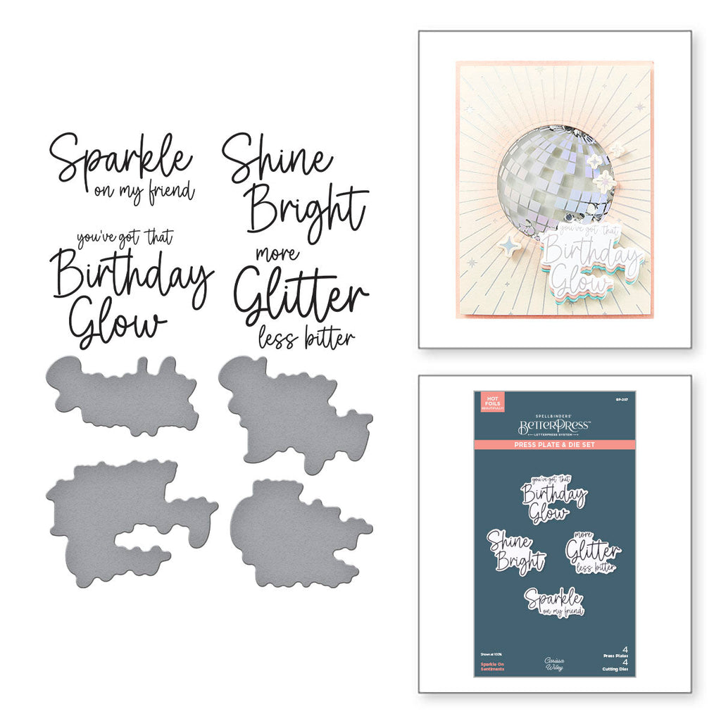 Spellbinders Sparkle On Sentiments Press Plate and Die Set bp-207