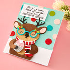 Spellbinders Spectacular Dear, Penguin and Bear Etched Die Bundle reindeer eating cupcake