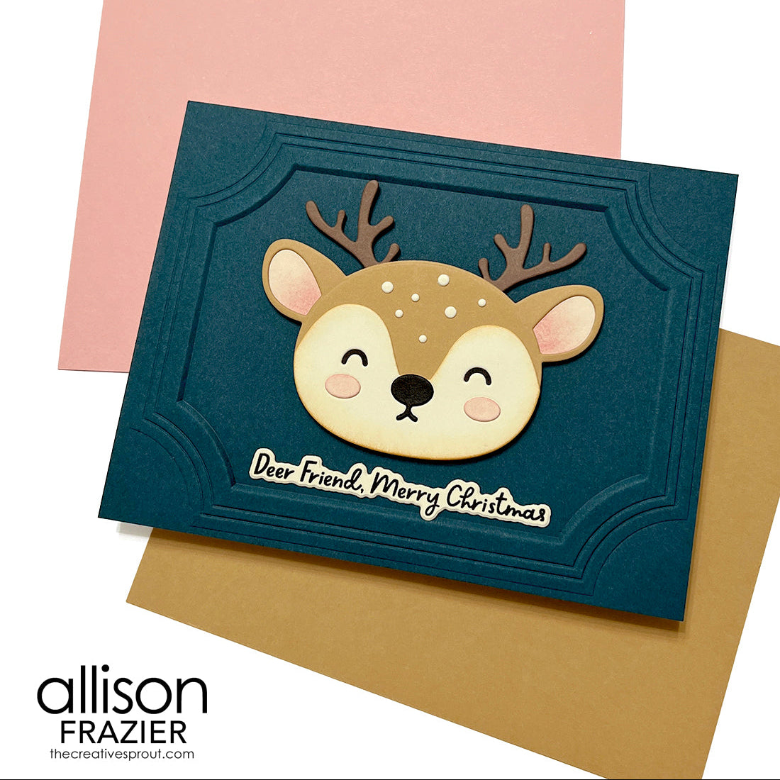 Spellbinders Spectacular Deer Etched Dies s3-564 blue frame border deer friend christmas card allison frazier