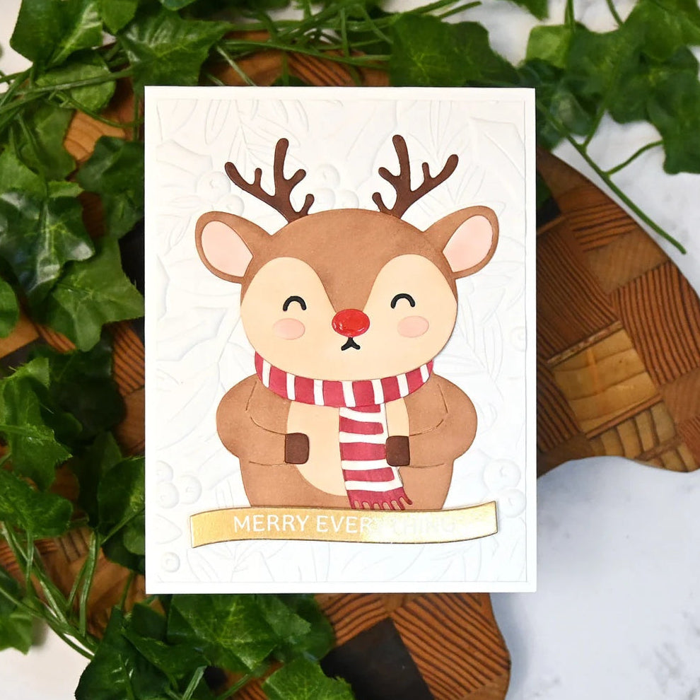 Spellbinders Spectacular Deer Etched Dies s3-564 reindeer with striped scard