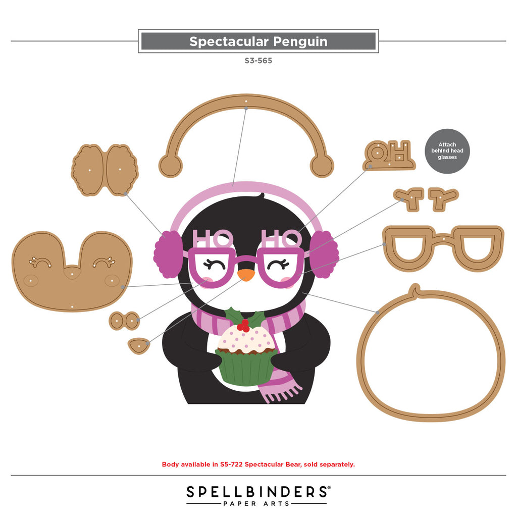 Spellbinders Spectacular Penguin Etched Dies s3-565 contents