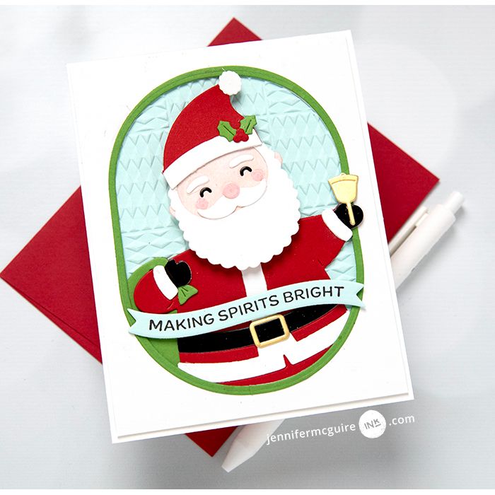 Spellbinders Spectacular Santa Etched Dies s5-723 bell making spirits bright card