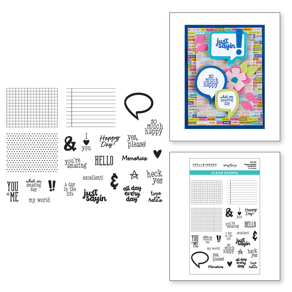 Spellbinders Speech Bubbles Sentiments Clear Stamp Set stp-250