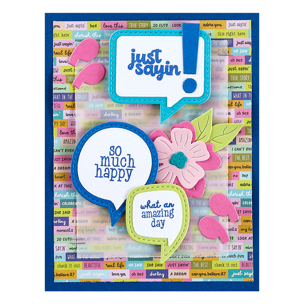 Spellbinders Speech Bubbles Sentiments Clear Stamp Set stp-250 so much happy