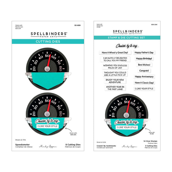 Spellbinders Speedometer and Cruisin By Sentiments Stamp and Die