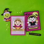 Spellbinders Spooky Sentiments Press and Foil Plate and Die Set bp-387 witch princess vampire halloween cards