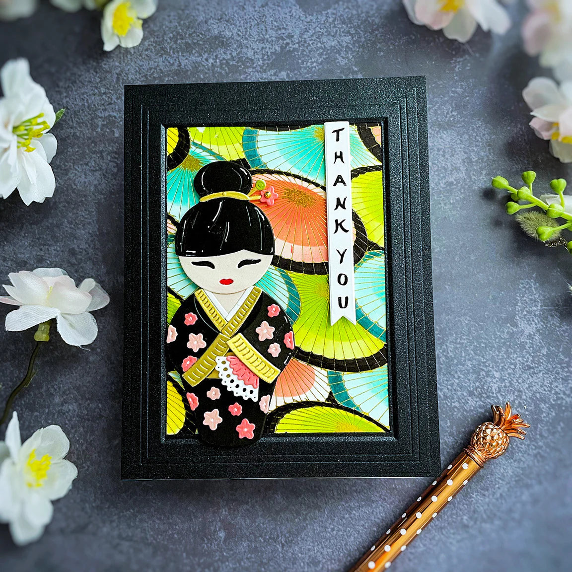 Spellbinders Spring in Kyoto BetterPress and Stencil Set bd-0943 girl