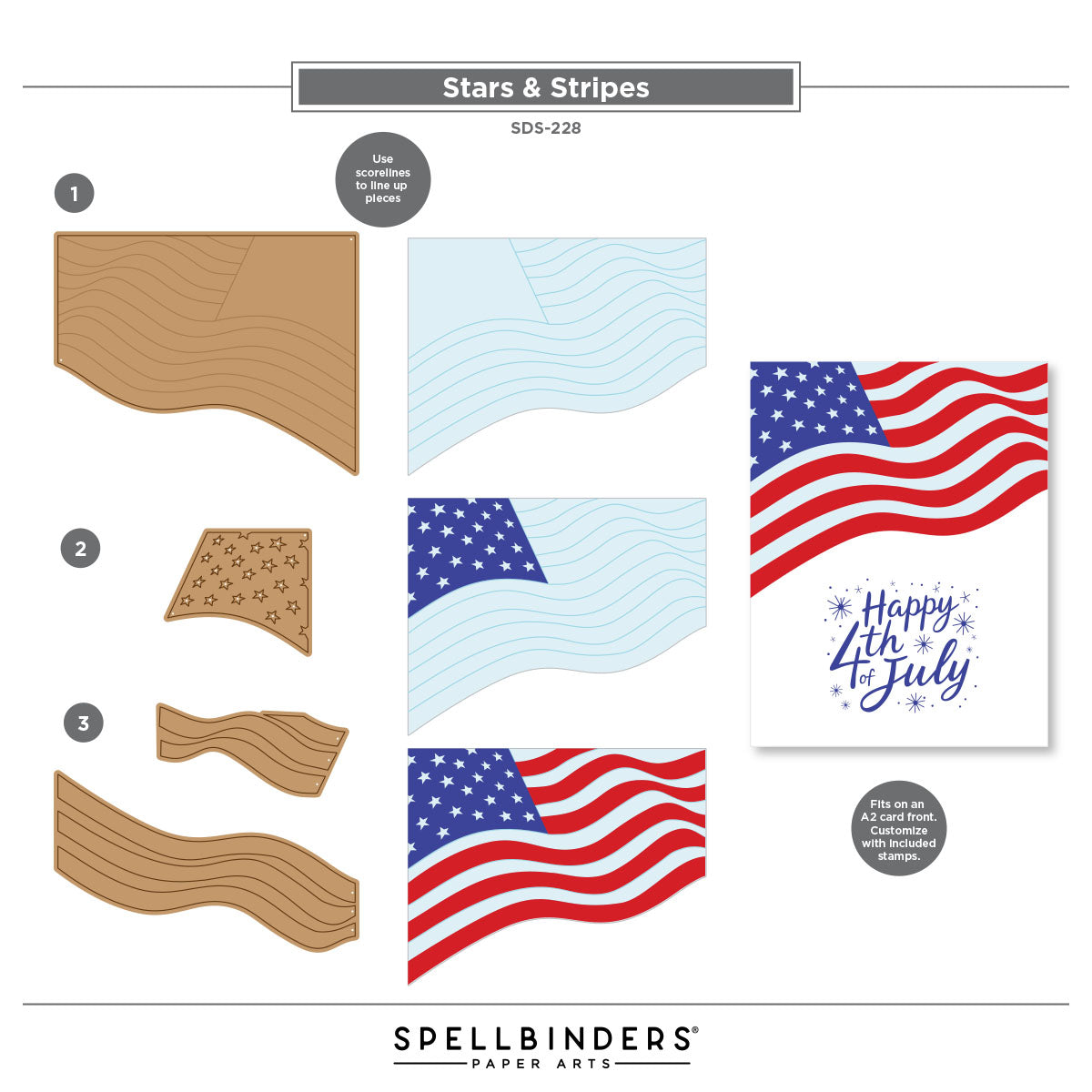Spellbinders Stars and Stripes Stamp and Die Set sds-228 assembly guide