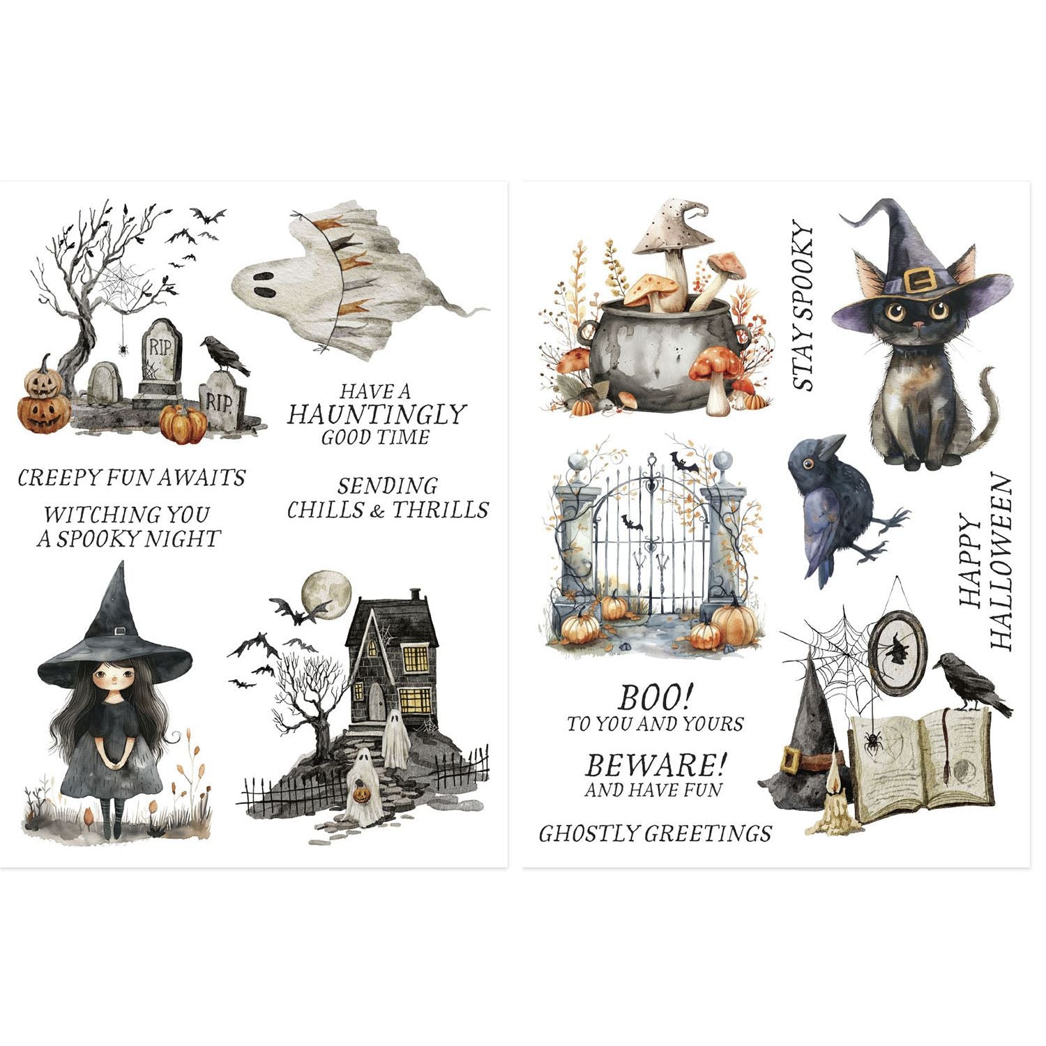 Spellbinders Stay Spooky Rub On Sheets scsr-004 pages