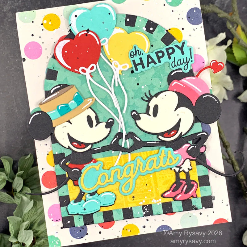 Spellbinders Steamboat Willie Minnie Mickey Mouse Duo Etched Dies s6-261 heart balloons | color-code:ALT05