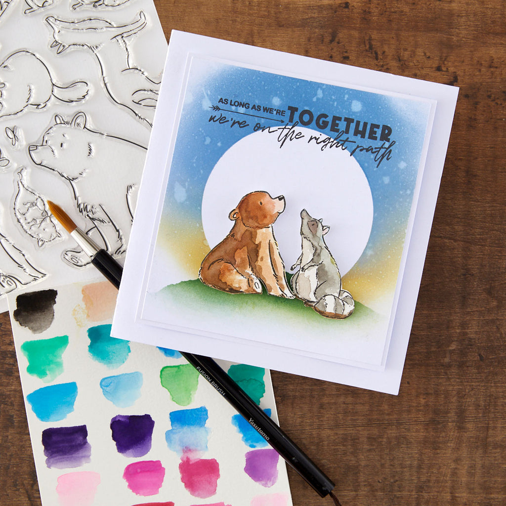 Spellbinders Storybook Illustrations Clear Stamp Bundle card bear and racoon livin the dream