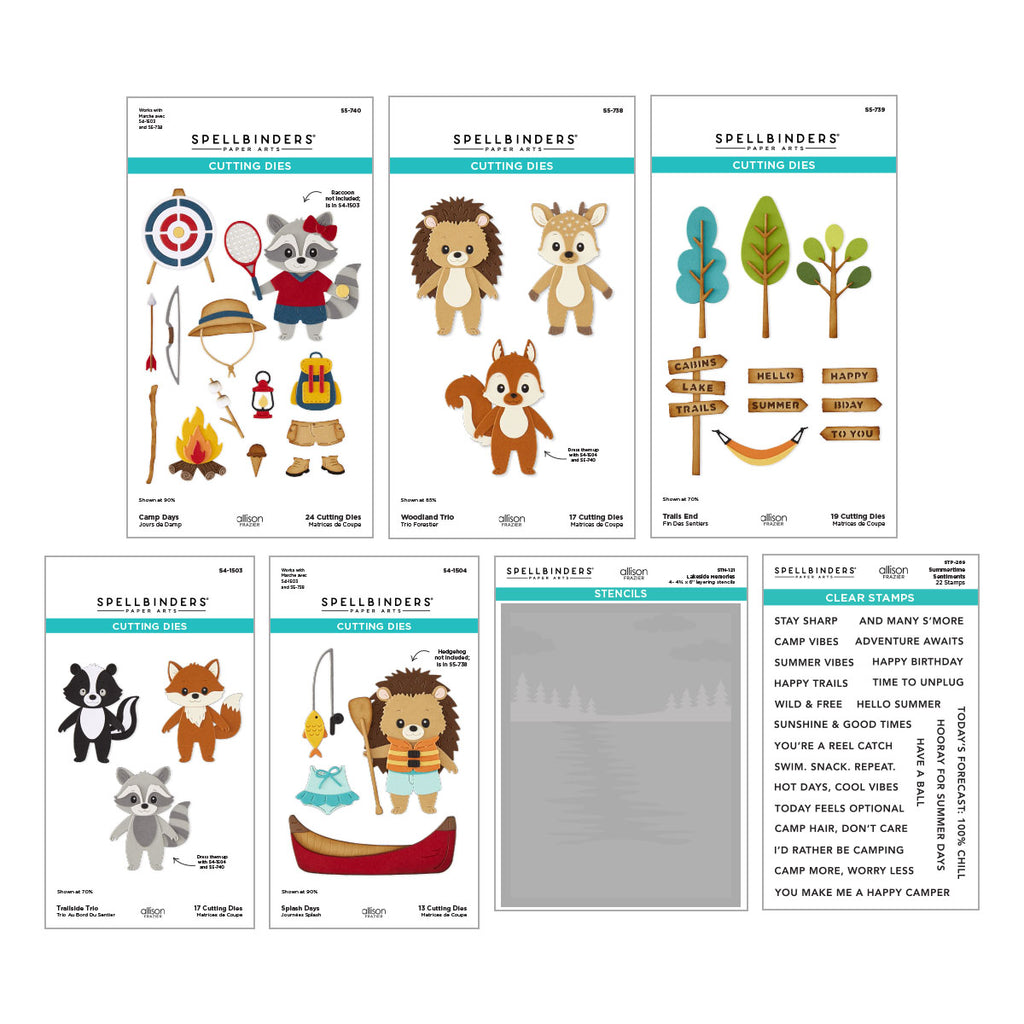 Spellbinders Summer Camp I Want It All Die, Stencil and Stamp Bundle