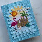 Spellbinders Summer Embellishments Etched Dies s4-1545 flamingo sand castle flip flops sun celebration card